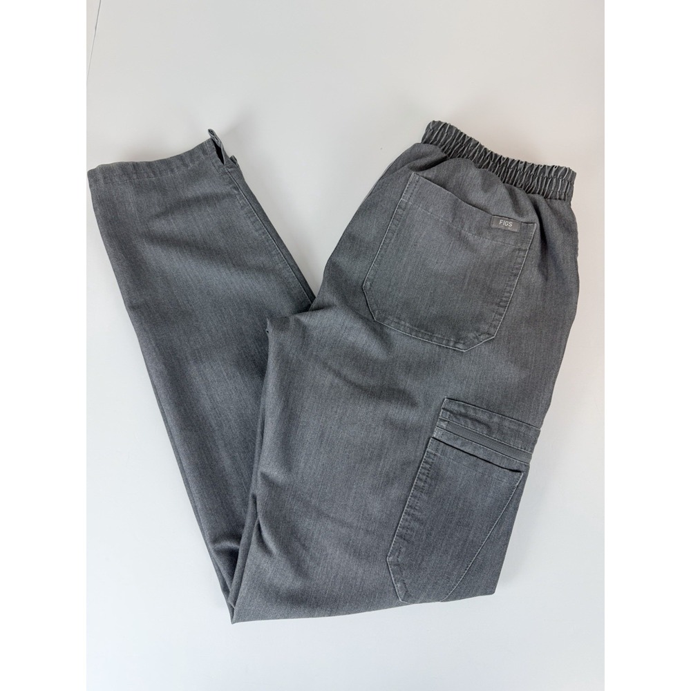 FIGS Yola High Waisted Scrub Pants Graphite Grey Teal Drawstring Sz XS